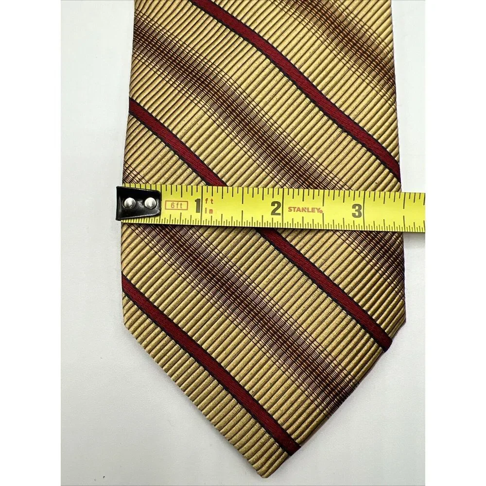 JOS A BANK Signature Collection Men's Silk Cotton Blend Necktie Gold Red Striped